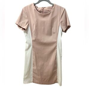 Anthropologie Hutch Mini Dress  Short Sleeves Cream Pink Demure SZ S EUC